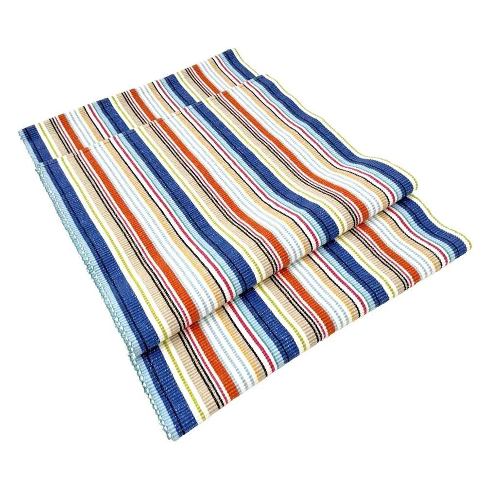 Table Runner Beach Colors Blue Orange Green Stripes 98